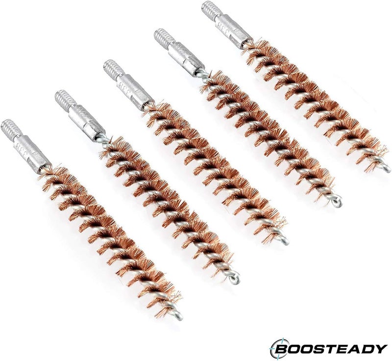 BOOSTEADY 5 Pcs Phosphor Bristle Bronze Bore Gun Cleaning Brush for Pistol Shotgun with 50 Professional Square Patches Multi-Caliber - Image 3